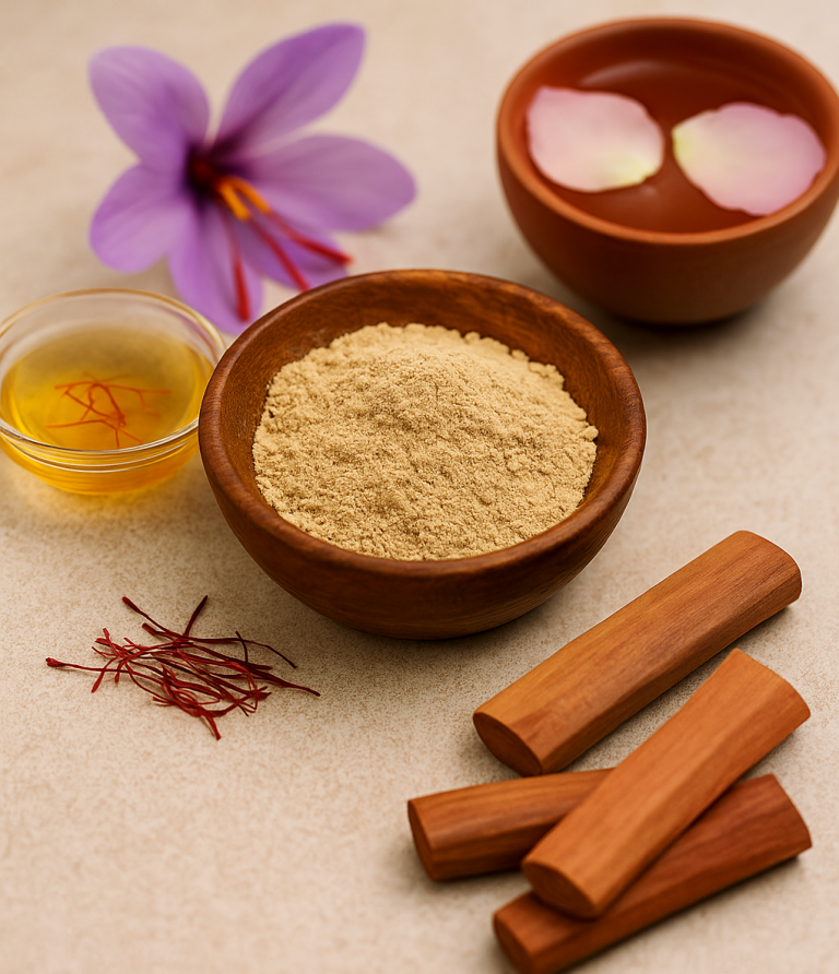 Saffron and sandalwood face mask