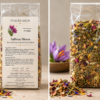 Saffrona Bloom loose flower tea with rose petals and Afghan saffron