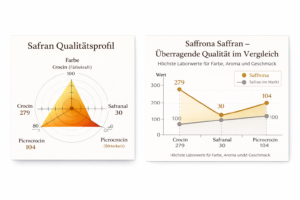 Qualitätsprofil von Safran aus Afghanistan – Crocin 279, Safranal 30 und Picrocrocin 104 im Vergleich zu Marktsafran